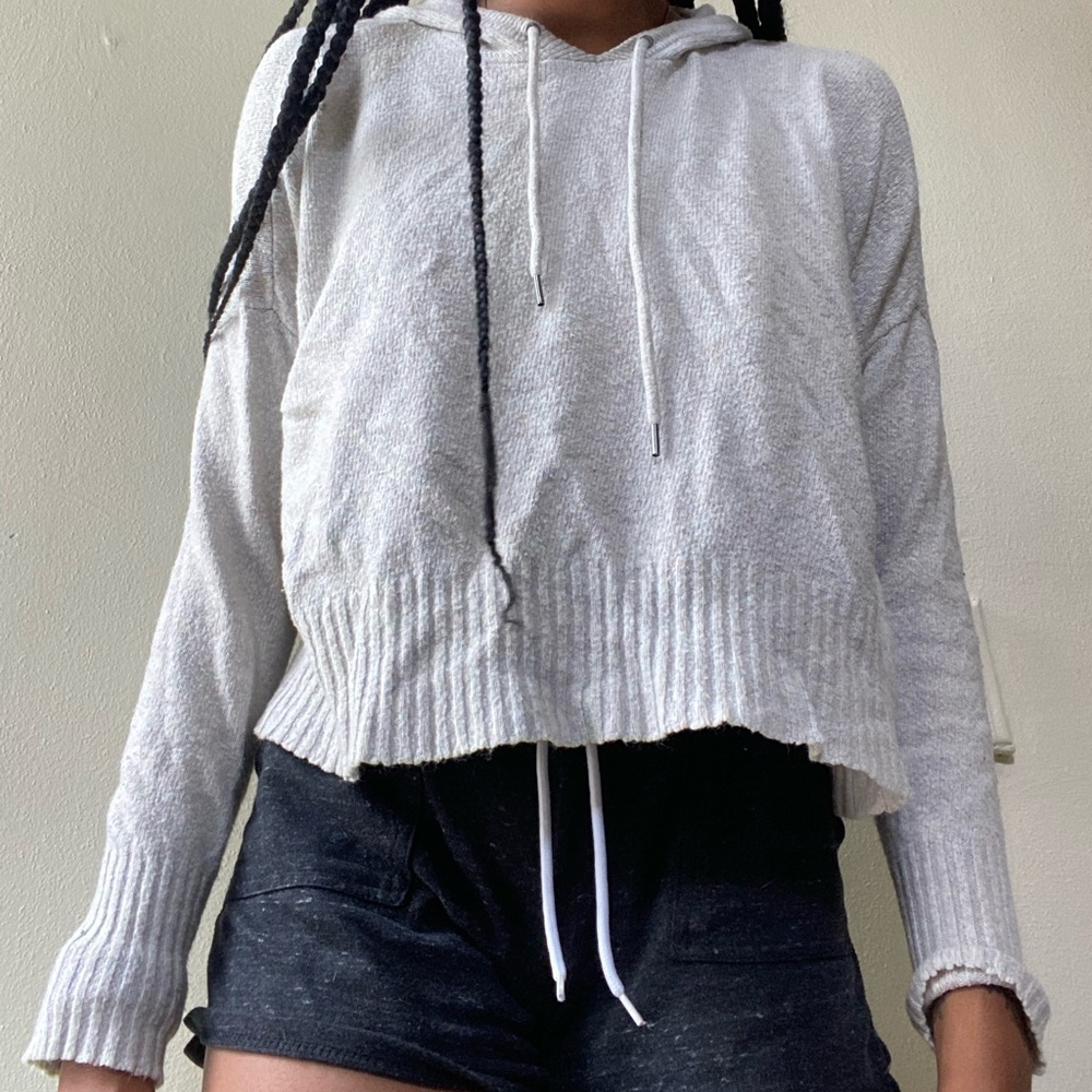 American Eagle Cropped Hooded Sweater